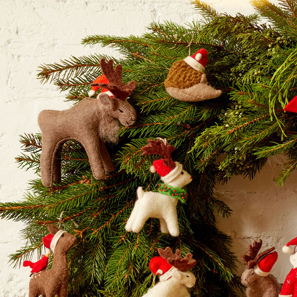 Large Brown Santa Moose Ornament
