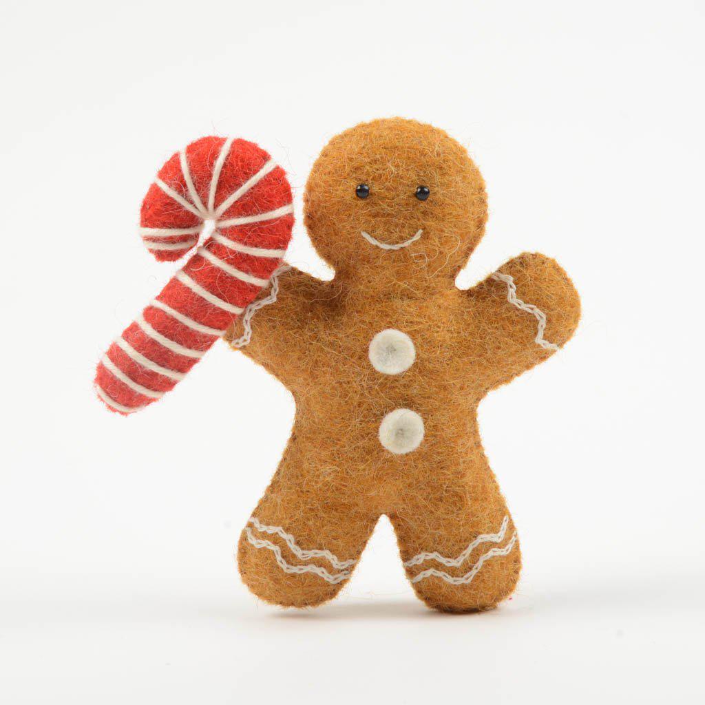 Gingerbread Cookie with Candy Cane Ornament