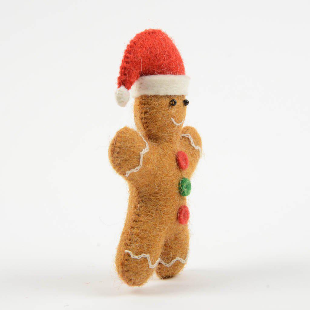 Gingerbread Cookie with Santa Hat Ornament