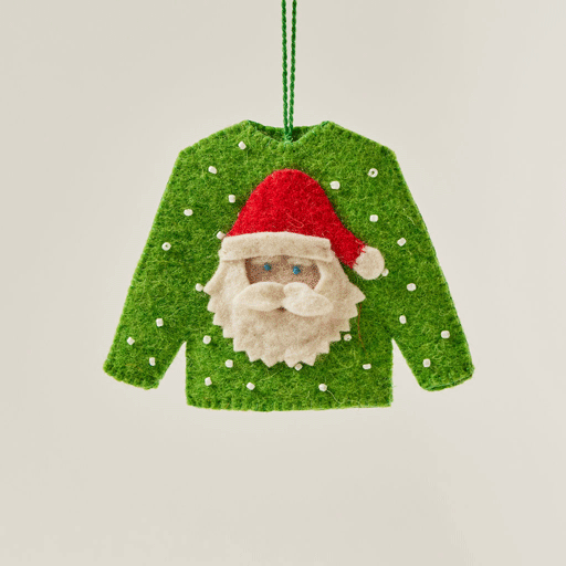 Jolly Santa Sweater Ornament
