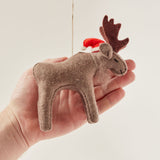 Large Brown Santa Moose Ornament