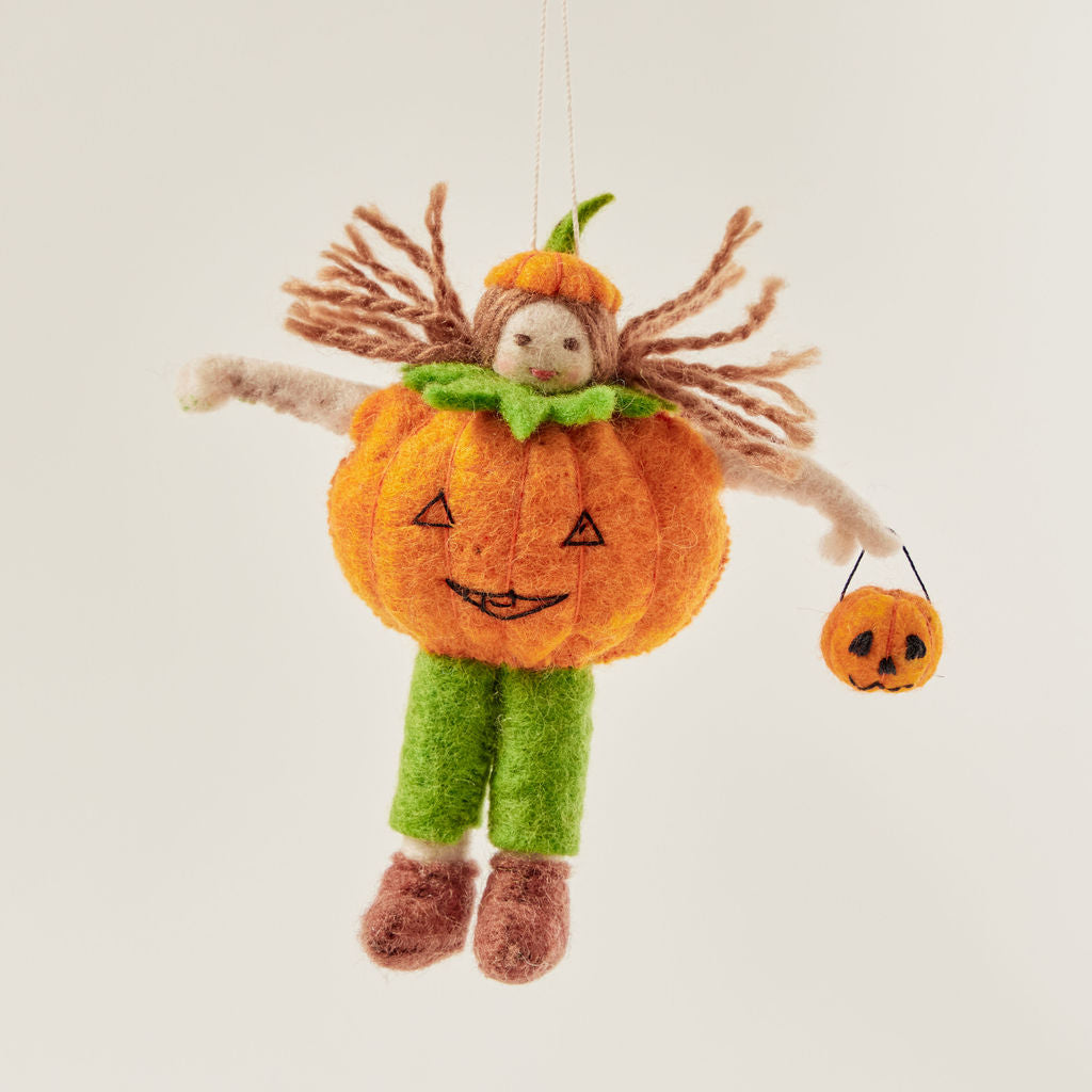 Little Halloween Pumpkin Girl Ornament