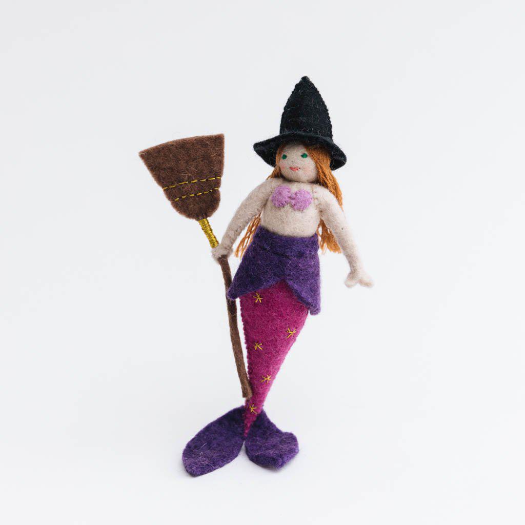 Magical Broomstick Witch Mermaid Ornament