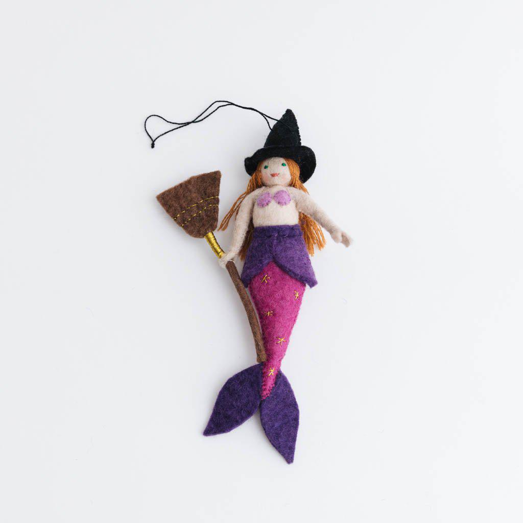 Magical Broomstick Witch Mermaid Ornament