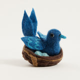 Mama Bluebird in Nest with Eggs Ornament