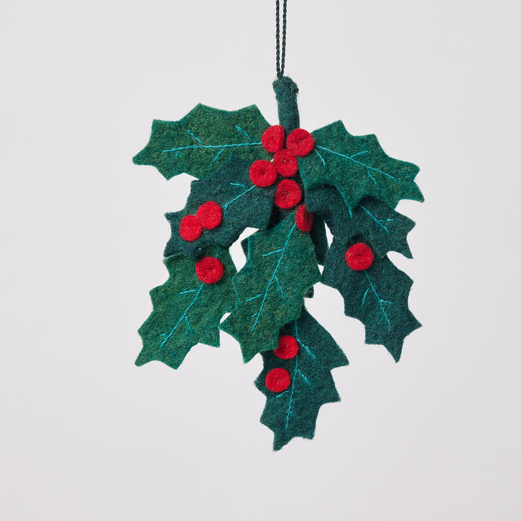 Medium Festive Holly Ornament
