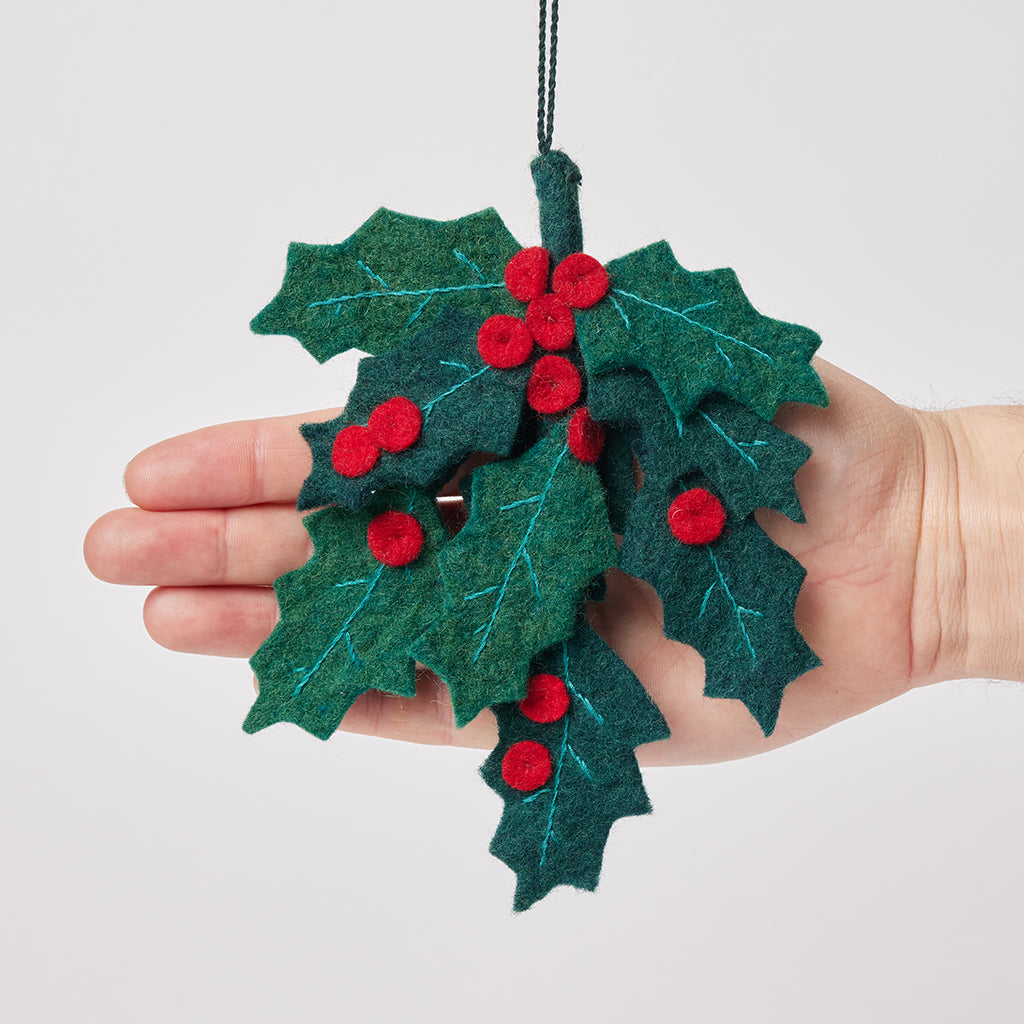 Medium Festive Holly Ornament