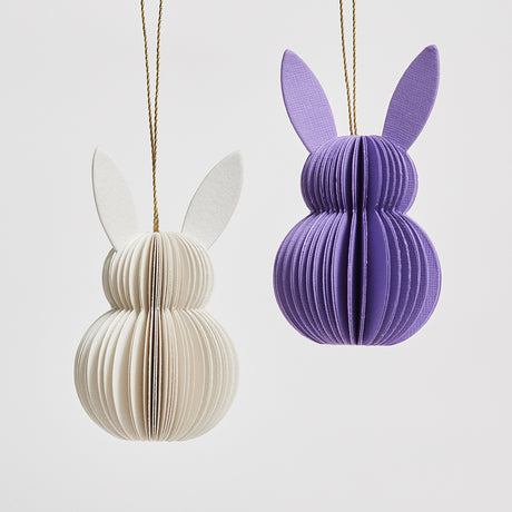 Honeycomb Paper Bunny Ornament Set of Two