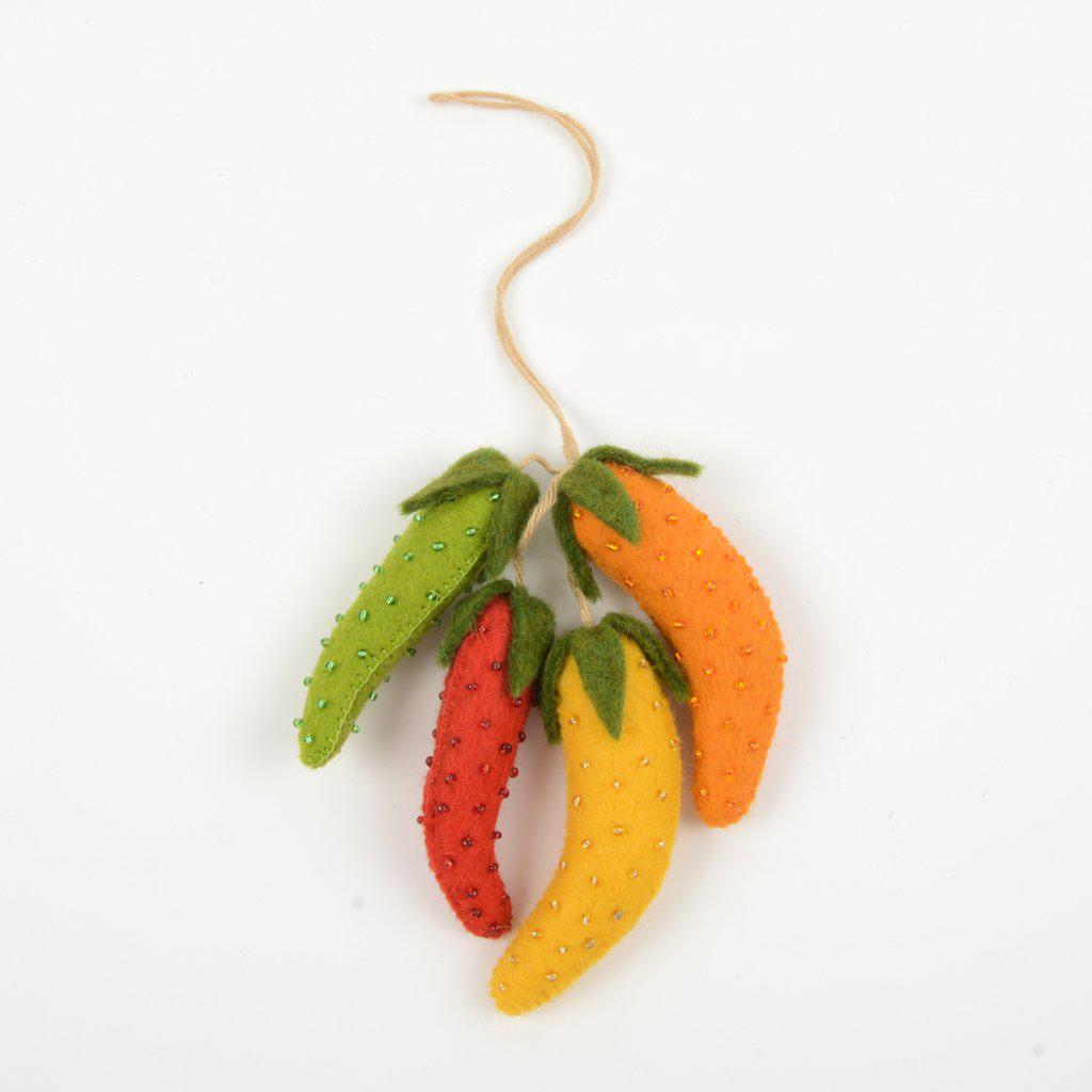 Large Rainbow Chili Pepper Bundle Ornament