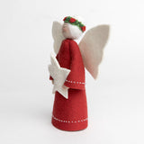 Red Beauty Angel with White Star Tree Topper - Light