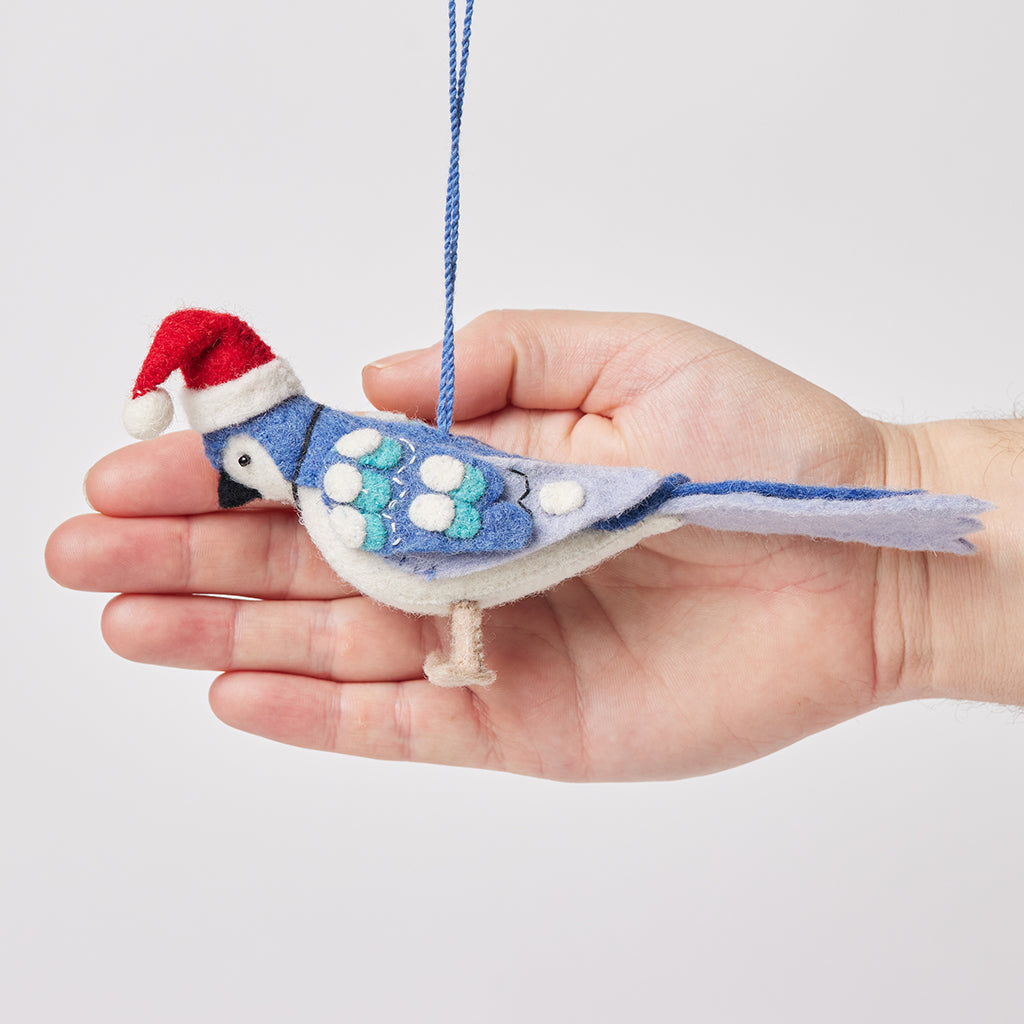 Santa Blue Jay Ornament