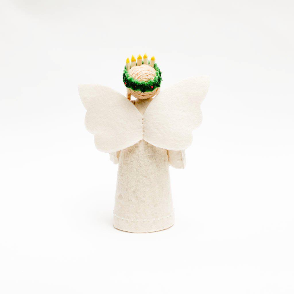 Santa Lucia Angel Tree Topper With Light Blonde Braids