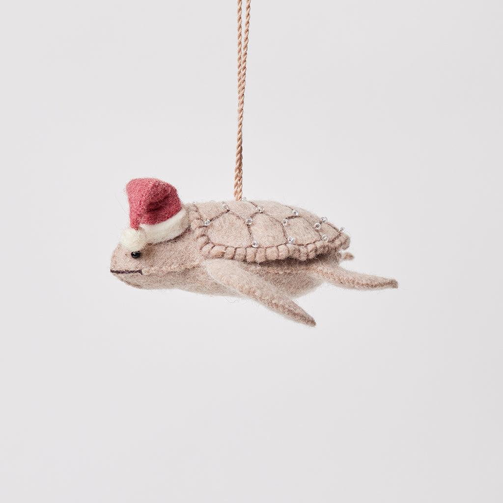 Santa Neutral Sea Turtle Ornament