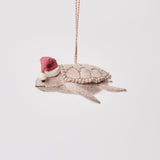 Santa Neutral Sea Turtle Ornament