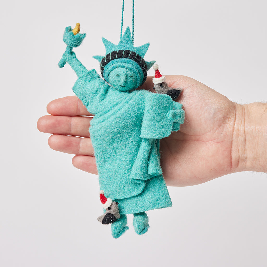 Santa Pigeons on Lady Liberty Ornament