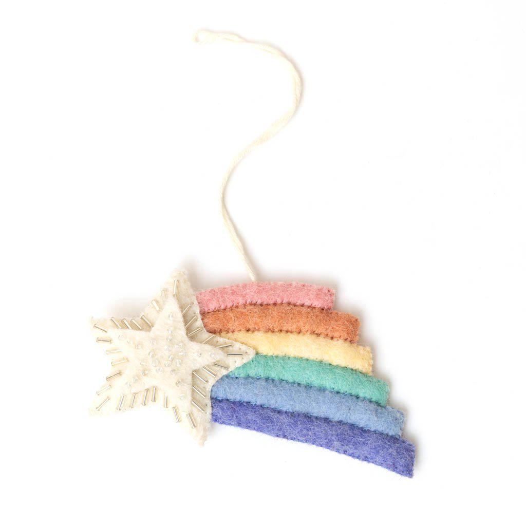 Pastel Rainbow Shooting Star Ornament