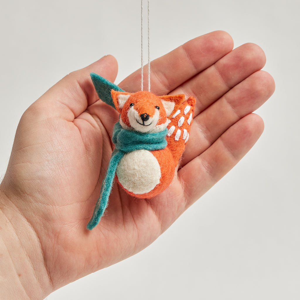 Snow Kiss Fox Ornament