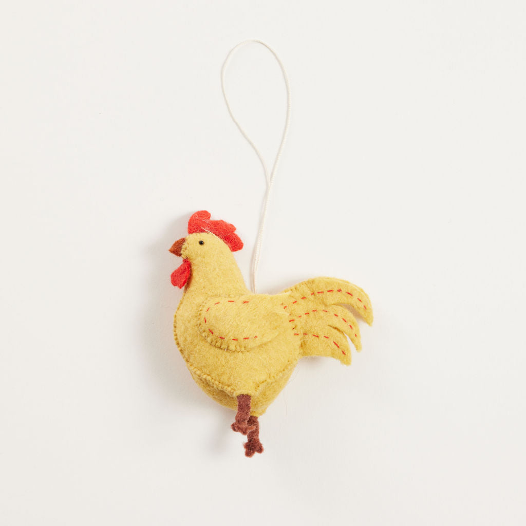 Strutting Yellow Rooster Ornament