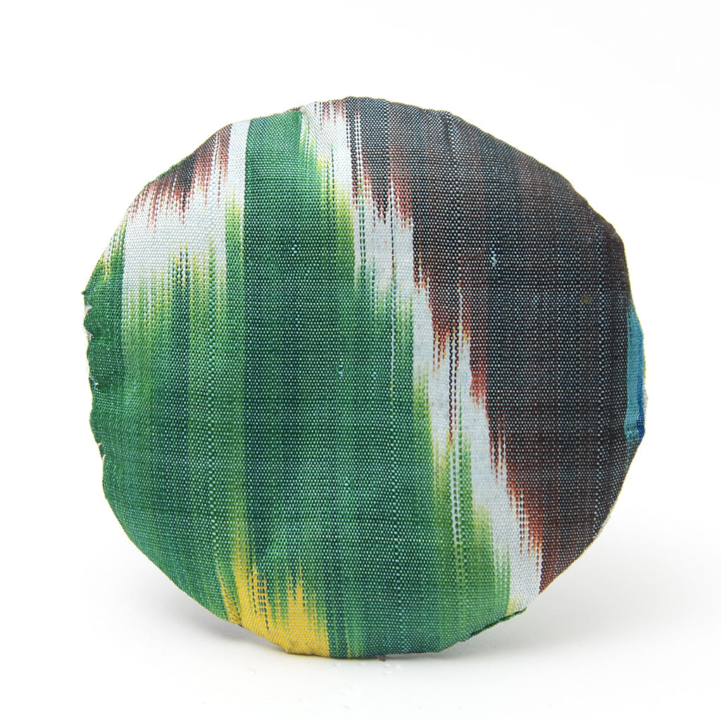 Upcycled Bold Ikat Silk Disk Ornament