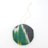 Upcycled Bold Ikat Silk Disk Ornament