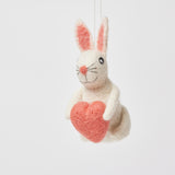 White Bunny with Heart Ornament