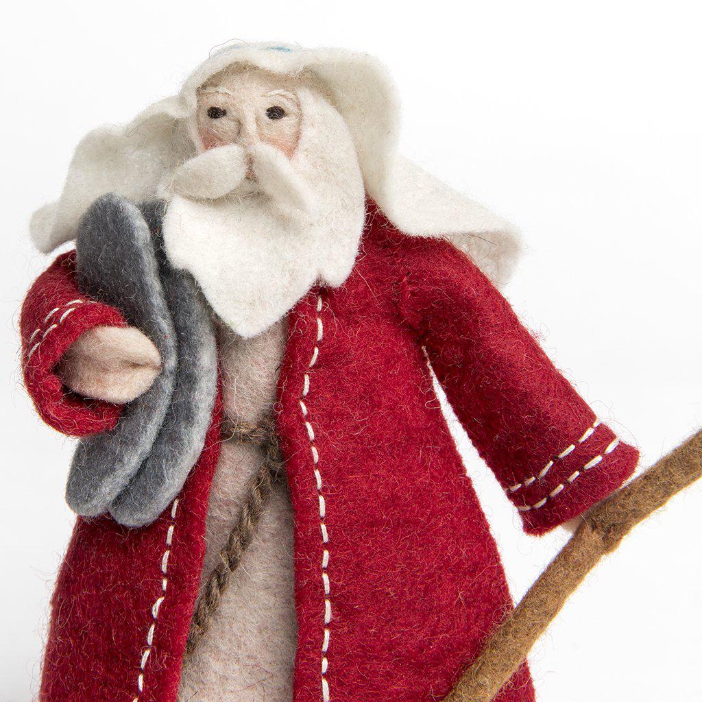 Craftspring handmade felt Moses ornament holding stone tablets, wearing a red cloak, and holding a walking stick