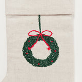 Wreath Linen Stocking